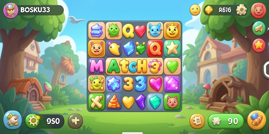 Tampilan gameplay BOSKU33 dengan kombinasi warna yang menarik.
