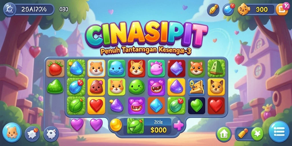 Screenshot gameplay CINASIPIT menampilkan aksi mencocokkan item yang seru.