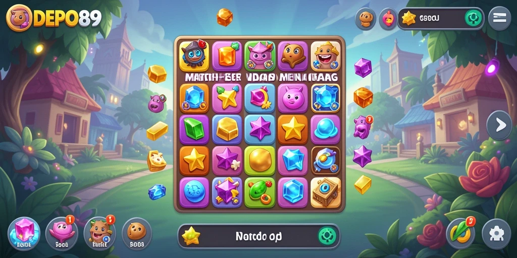 Tampilan gameplay DEPO89 yang menarik dalam genre Match-3.