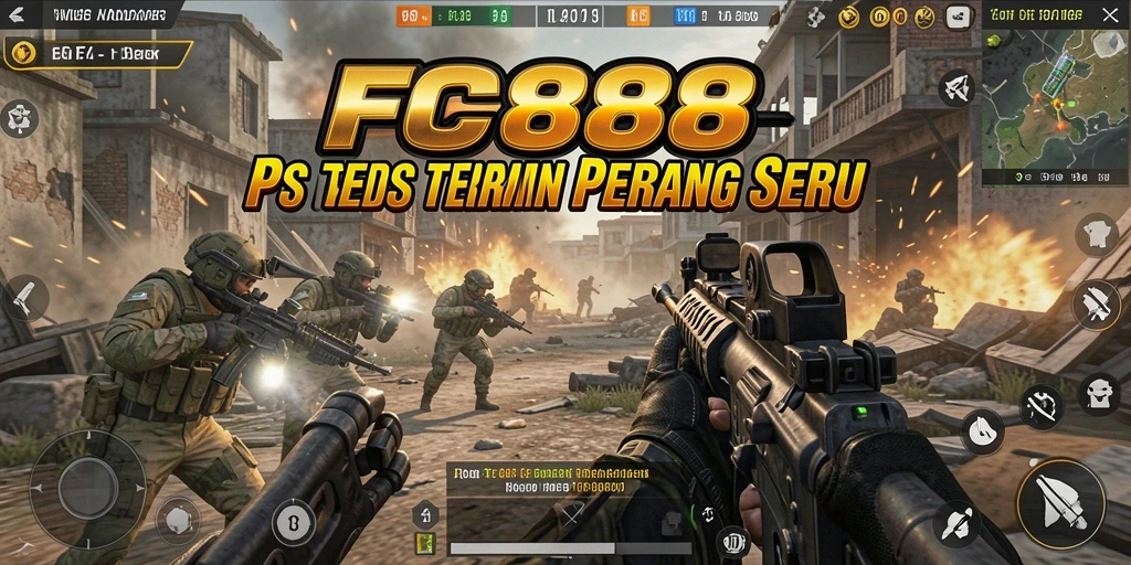 Tampilan gameplay FC888 menampilkan aksi tembak-menembak yang intens dan mendebarkan.