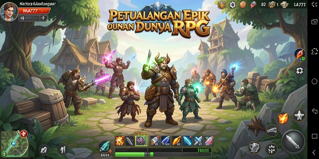 Tangkapan layar NA777 yang menunjukkan aksi seru dalam petualangan RPG.
