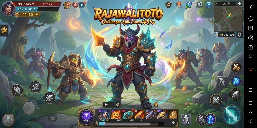 Tangkapan layar gameplay menampilkan pertempuran epik di RAJAWALITOTO.